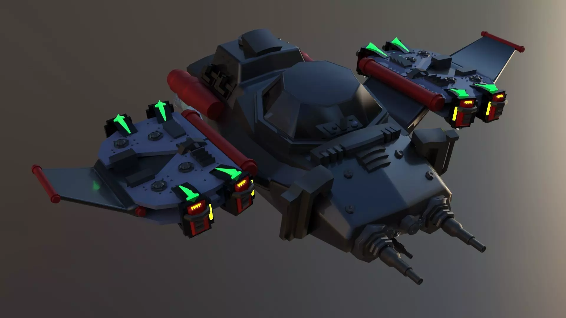 SpaceShip  Low-poly 3D model_0
