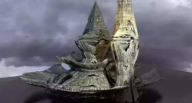 Ancient Alien Flower Temple Ruins  3D model