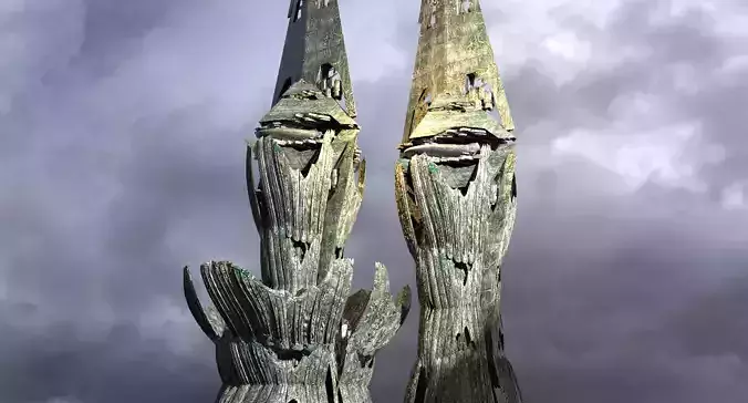 Ancient Alien Flower Temple Ruins Towers  3D model