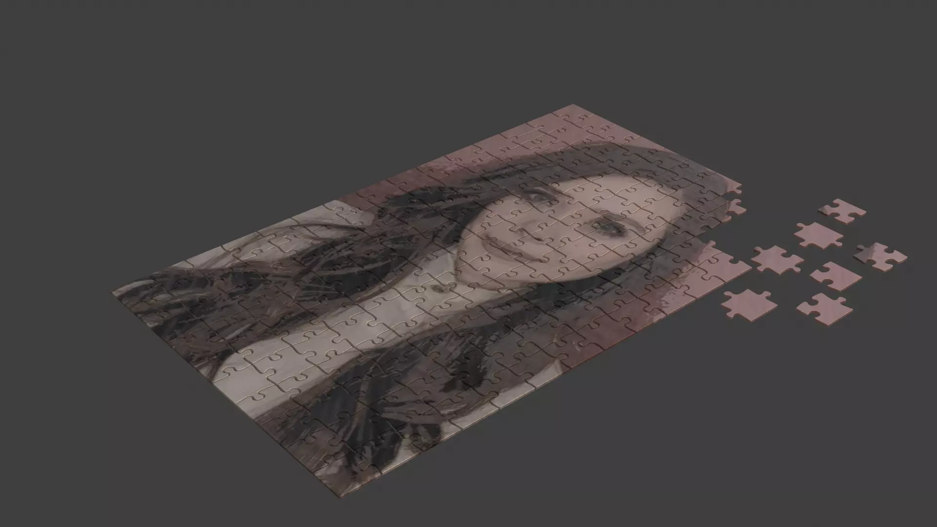Elizabeth Olsen Puzzle Low-poly 3D model