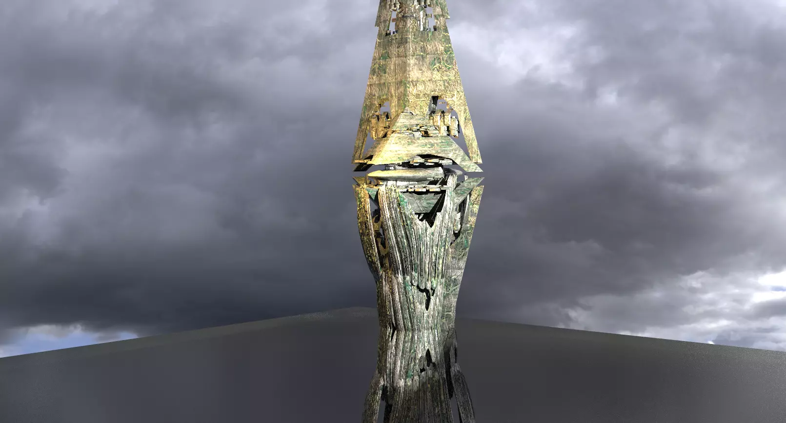 Alien Flower Cliff Ruins Dome 3D model_0