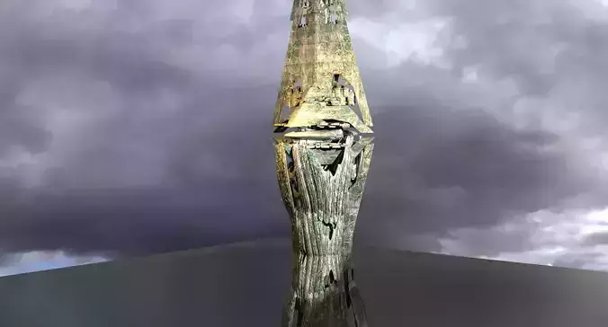 Alien Flower Cliff Ruins Dome 3D model