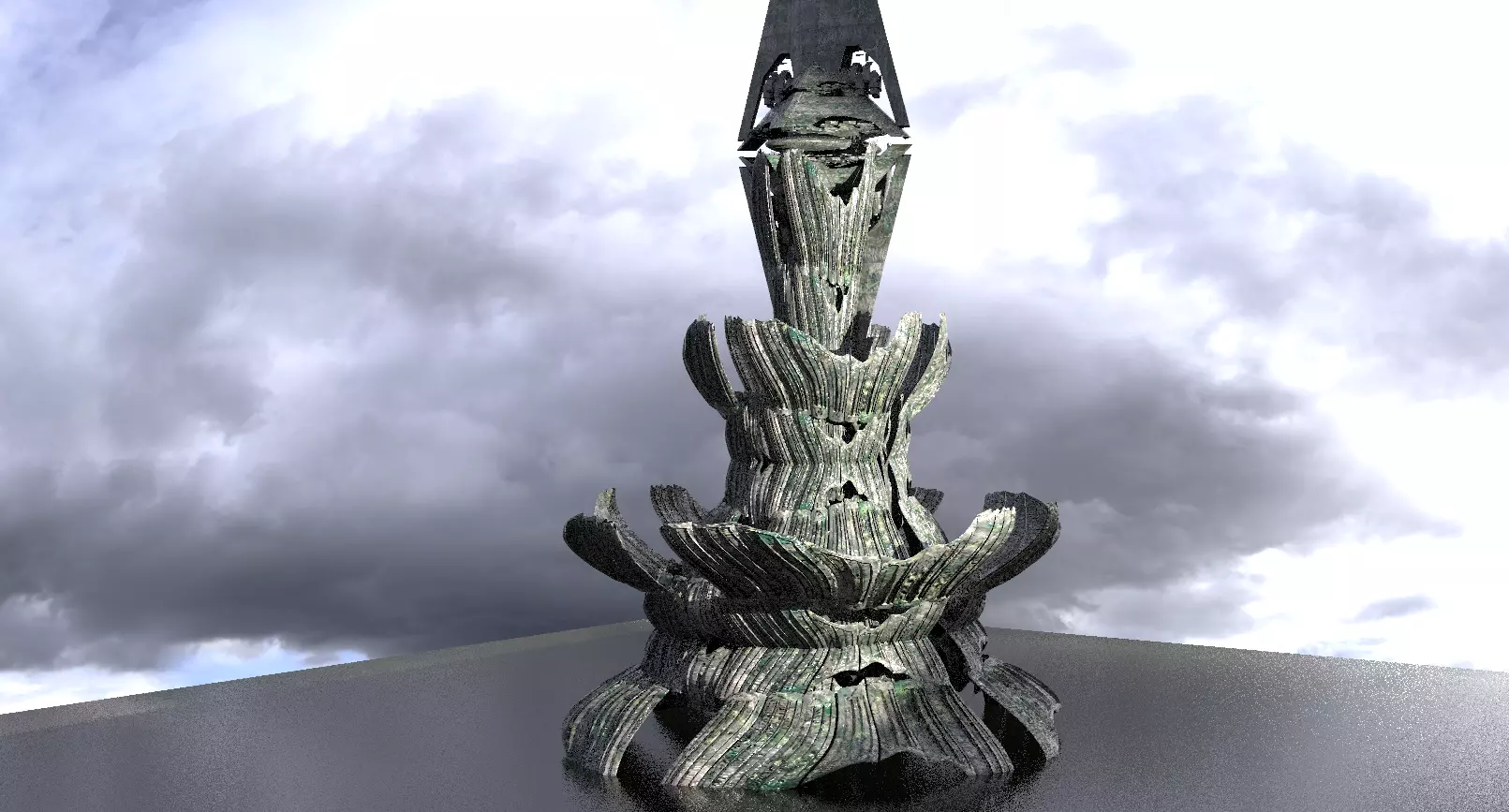 Ancient Alien Flower Temple Ruins Dome 2 3D model