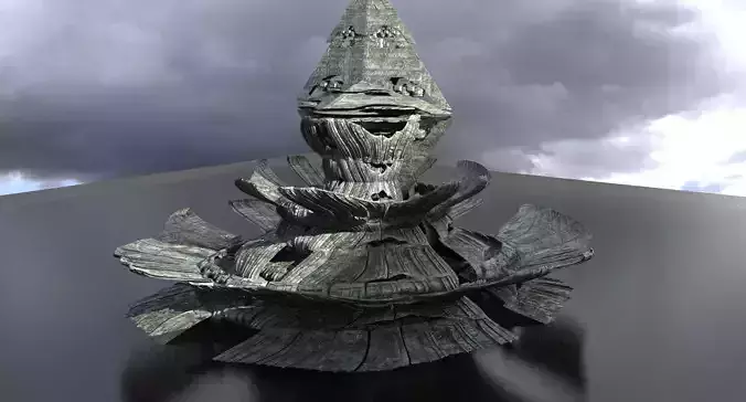 Moss Ruins Alien Flower Temple Ruins Dome 3D model