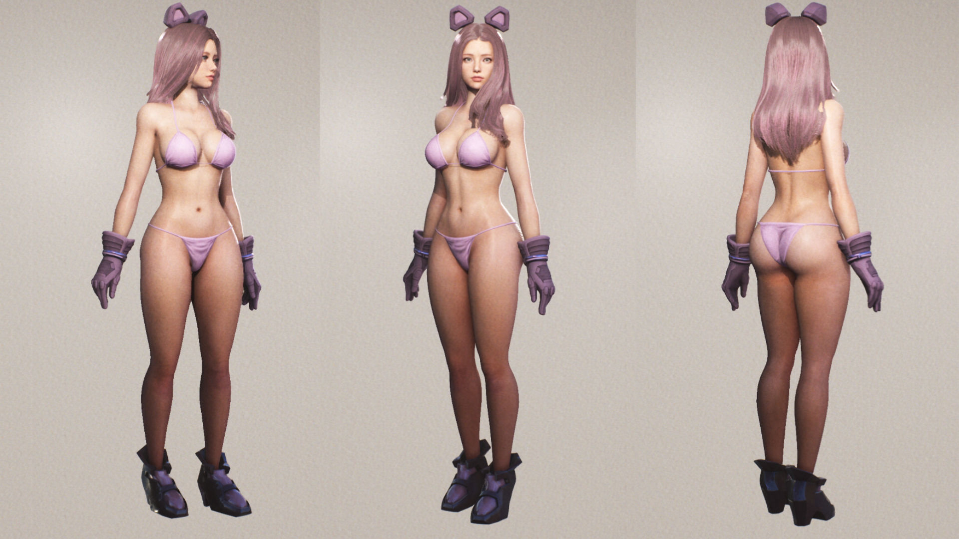 F2 Cyber Girl Celeste - Rigged Animated Modular Game Character Low-poly 3D model_3