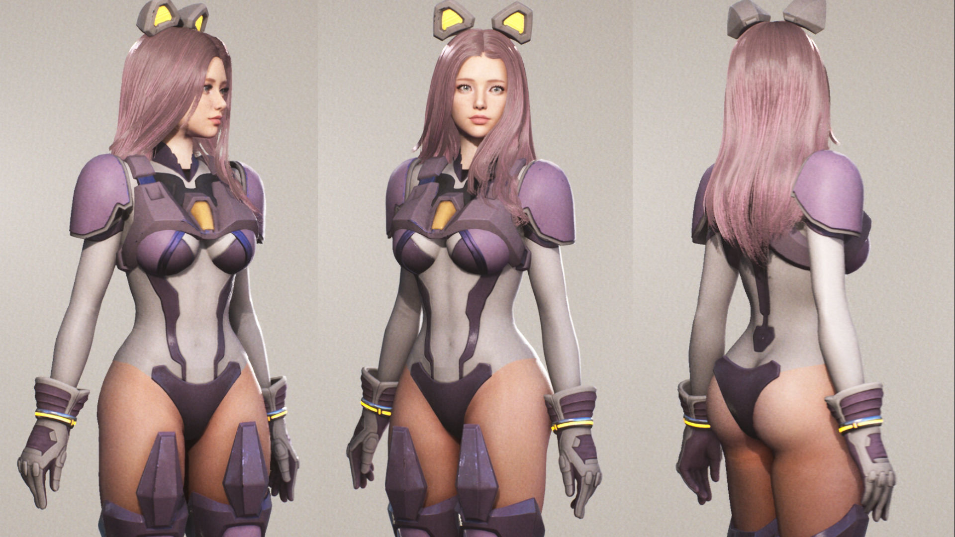 F2 Cyber Girl Celeste - Rigged Animated Modular Game Character Low-poly 3D model_8