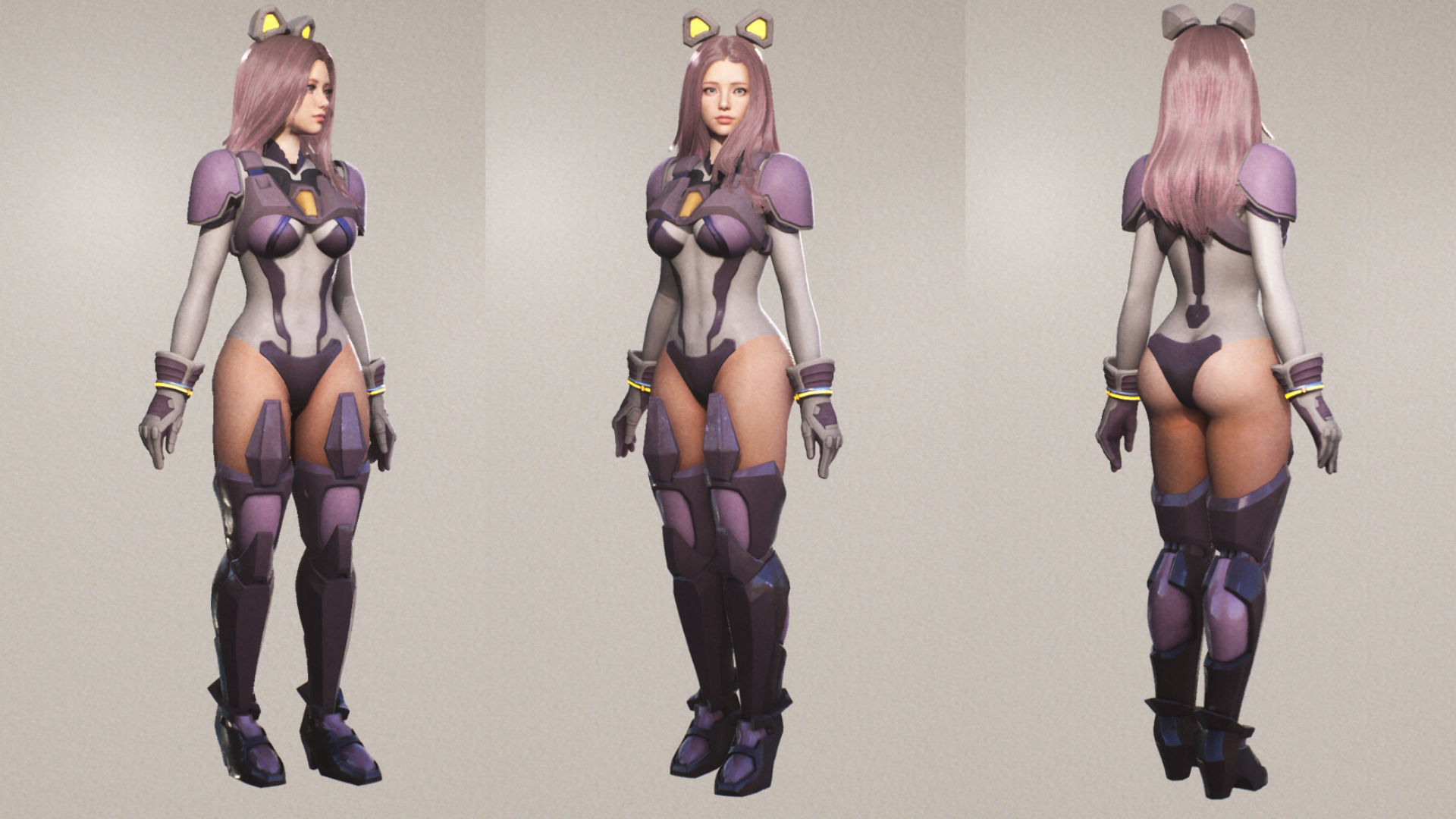 F2 Cyber Girl Celeste - Rigged Animated Modular Game Character Low-poly 3D model_9