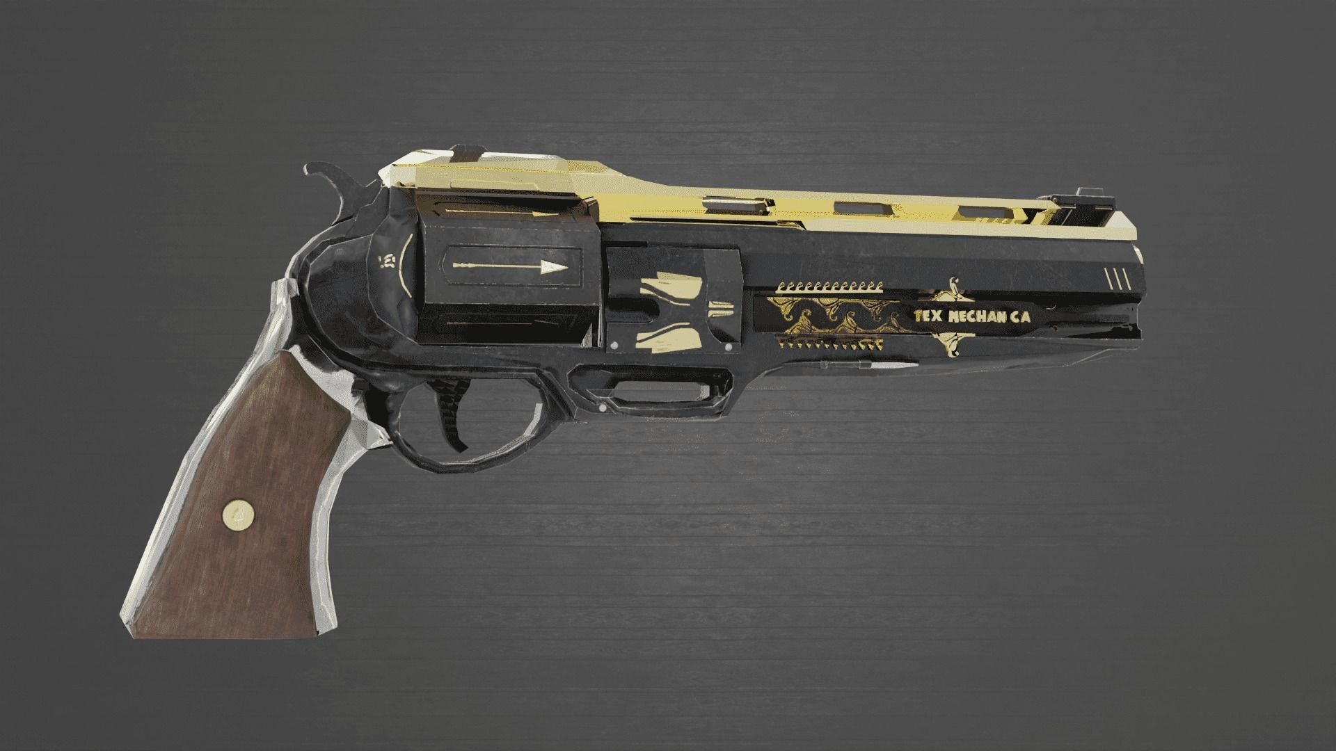 Revolver Tex Mechanica Low-poly 3D model_1