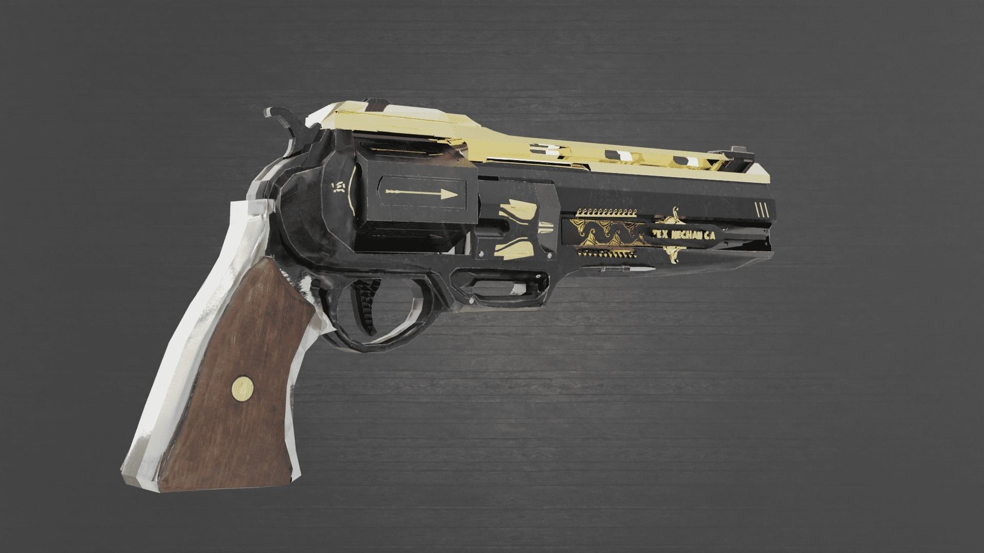 Revolver Tex Mechanica Low-poly 3D model_2