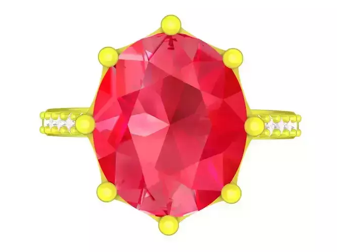 Oval Diamond Ring for Women 3D Print Model A5243