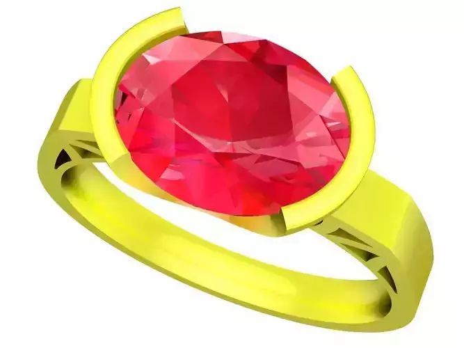 Fashion Oval Diamond Ring for Lady 3D Model A5249