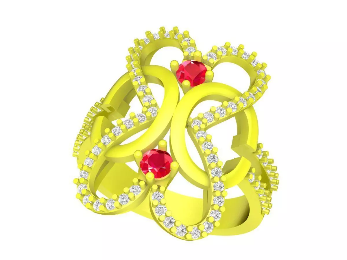 Luxury Floral Cluster Gemstone Ring for Women 5251 3D print model