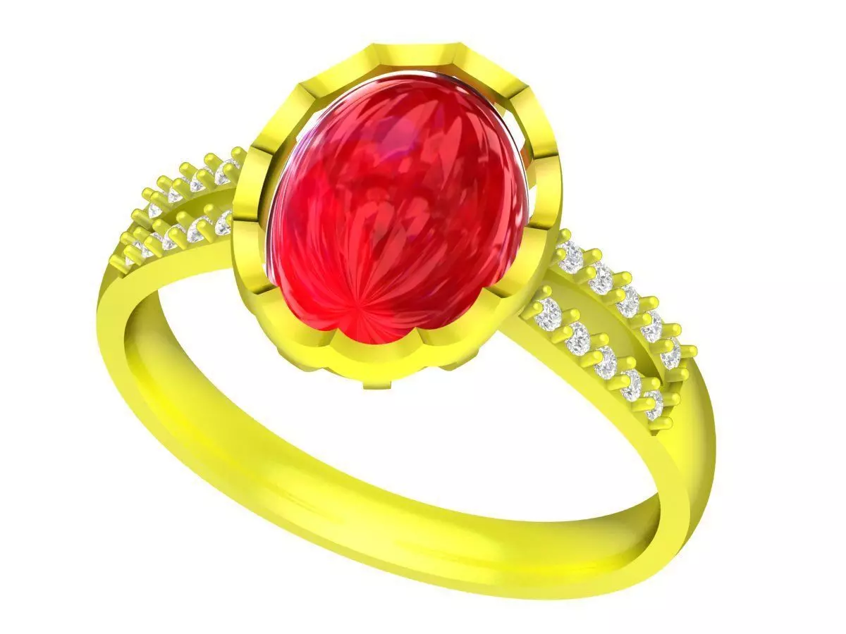 Luxury Oval Ruby Diamond Ring for Lady 3D Model A5253 3D print model