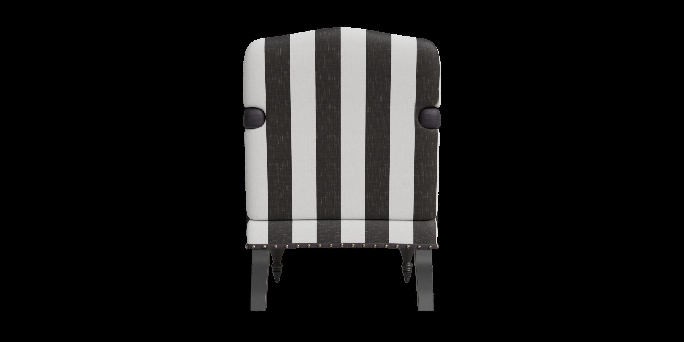 Black And White Streaks Arm Chair 3D model_6
