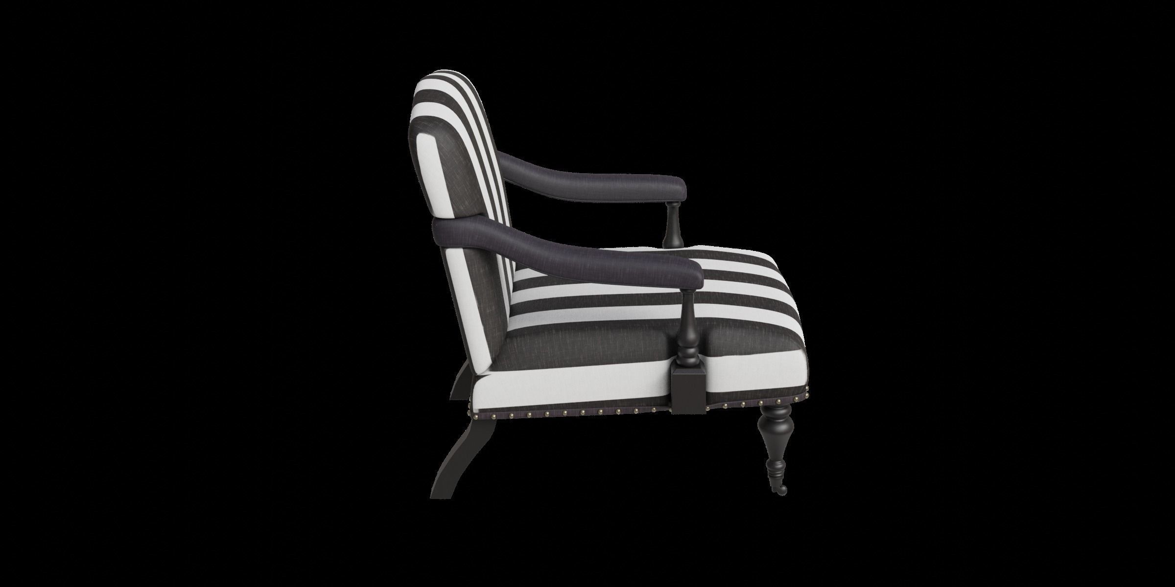 Black And White Streaks Arm Chair 3D model_9