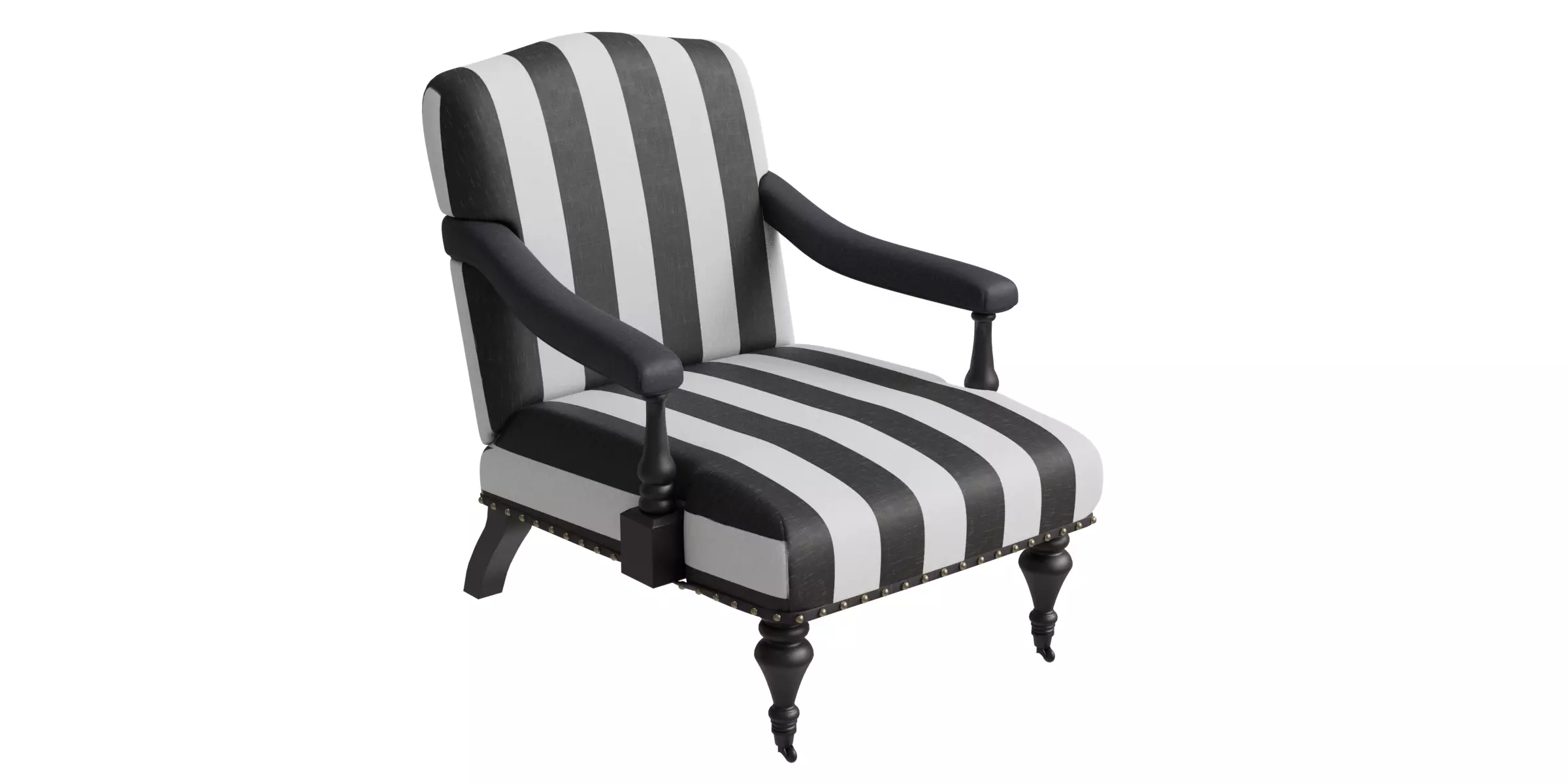 Black And White Streaks Arm Chair 3D model_0