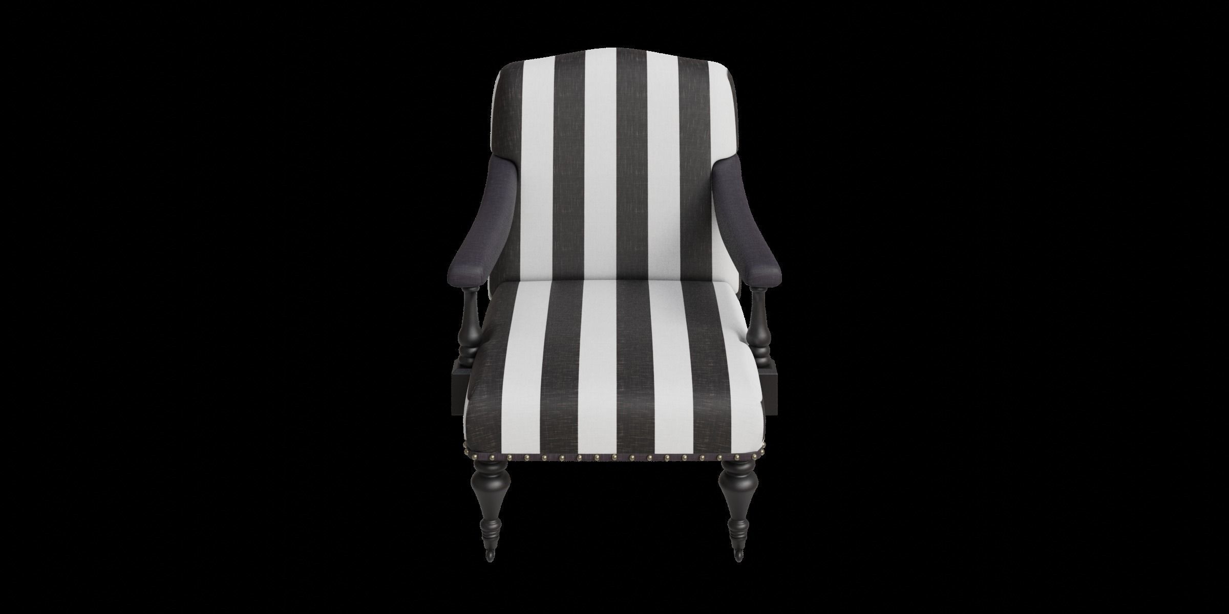 Black And White Streaks Arm Chair 3D model_8