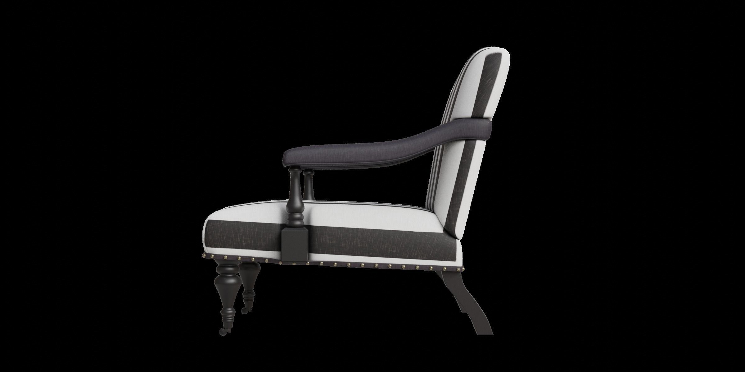Black And White Streaks Arm Chair 3D model_7