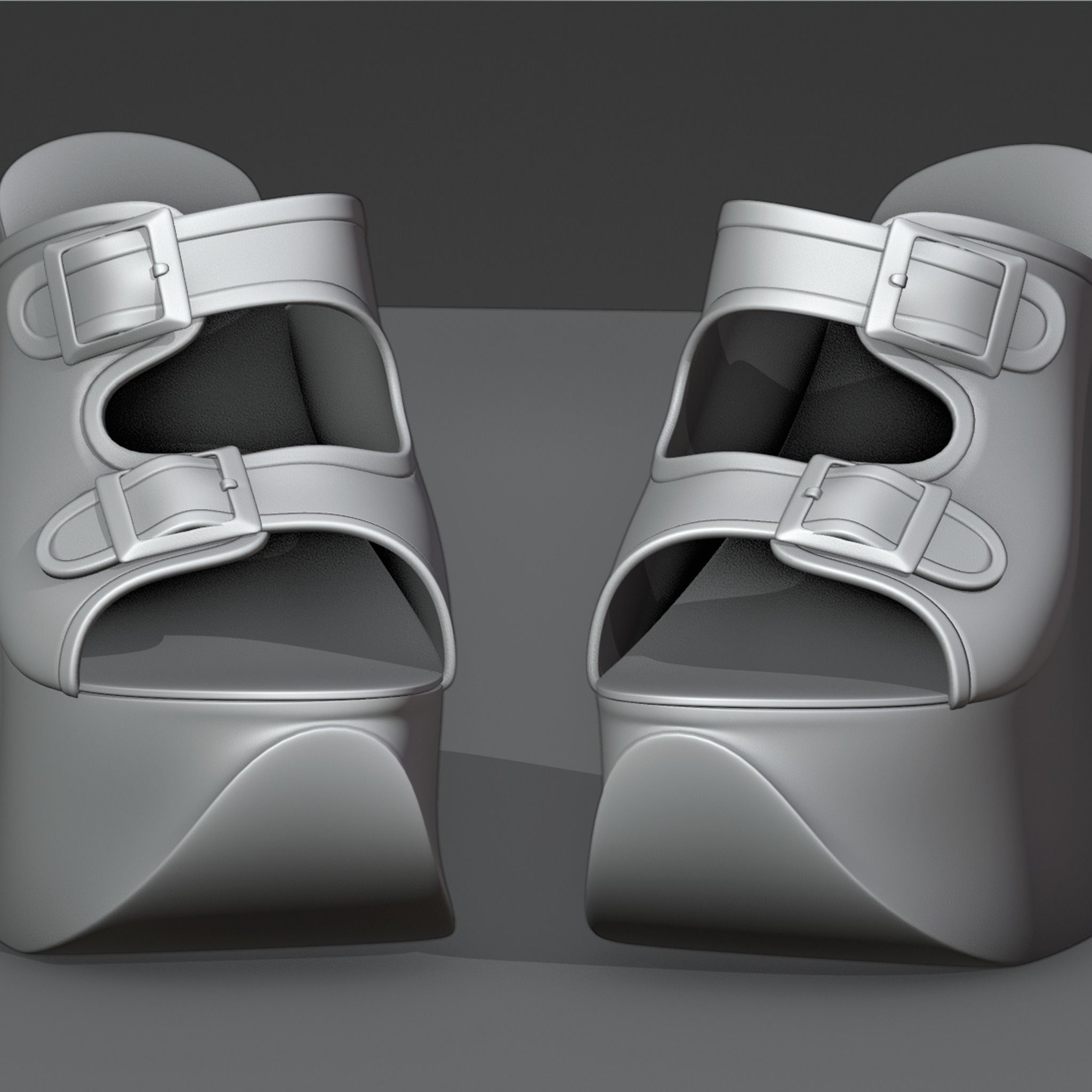 Womens sandals 3D model_4