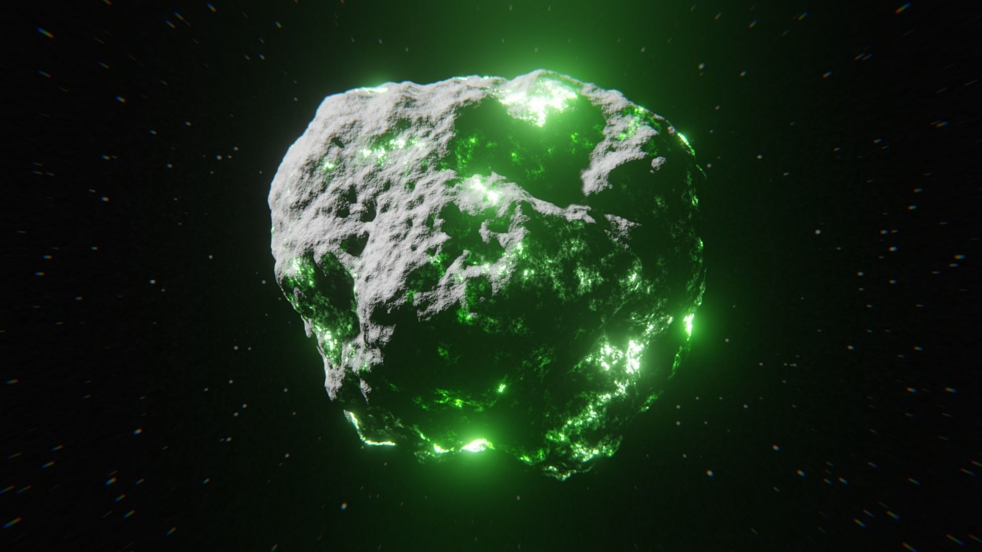 Procedural Sci Fi Glowing Asteroid - Space Rock 3D Model 3D model_3