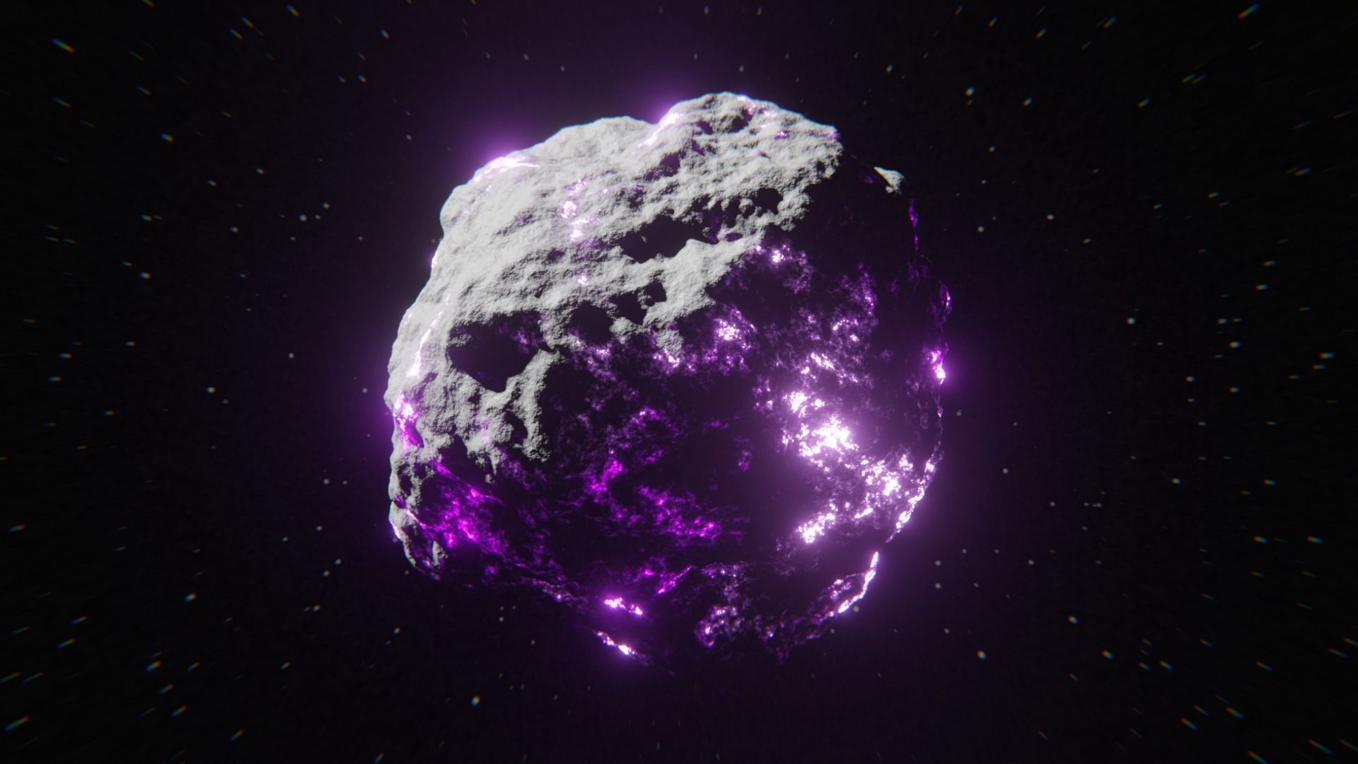 Procedural Sci Fi Glowing Asteroid - Space Rock 3D Model 3D model_2