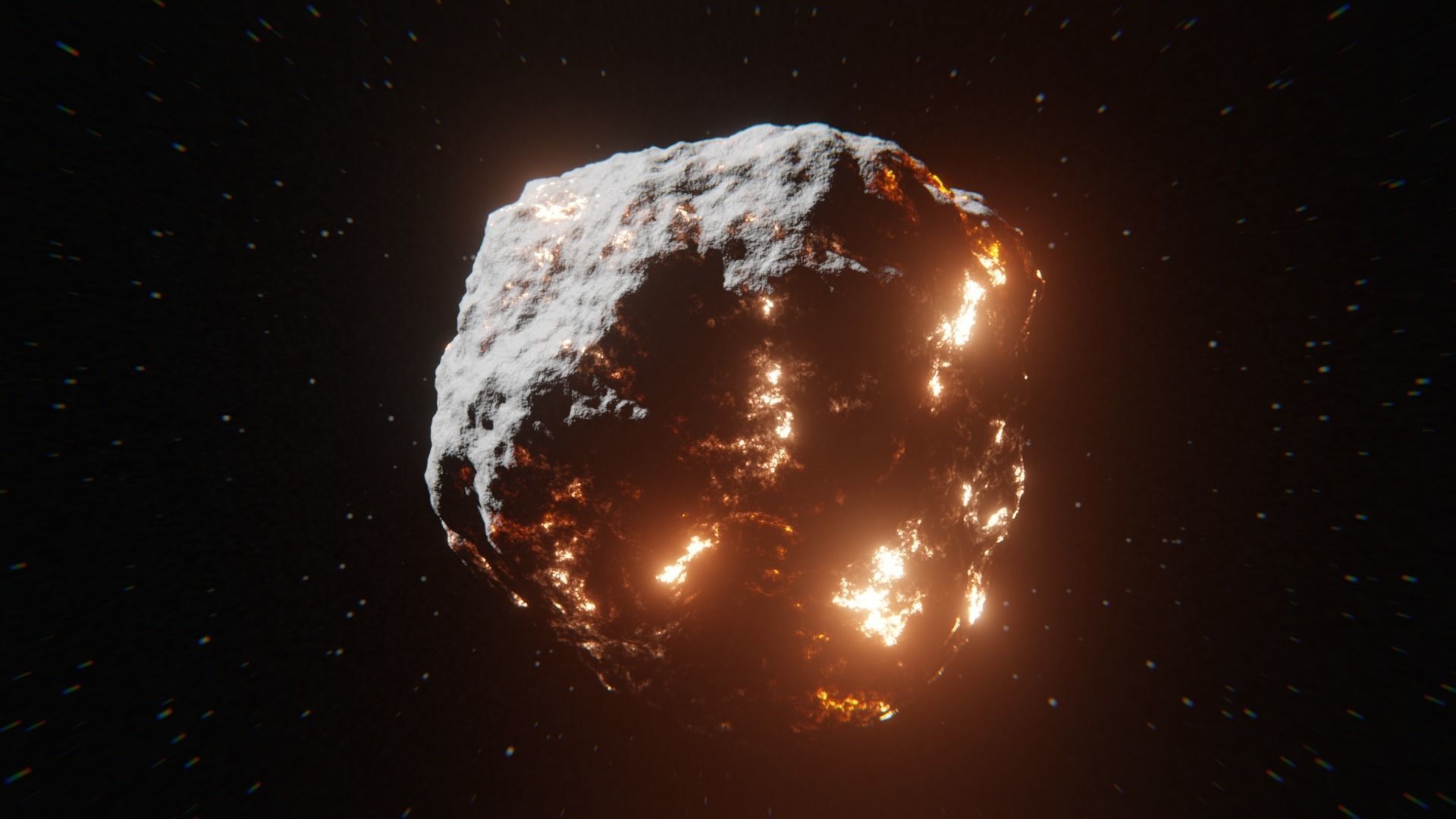 Procedural Sci Fi Glowing Asteroid - Space Rock 3D Model 3D model_6