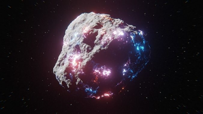 Radiant Glowing Asteroid Rock Space Asset 3D model