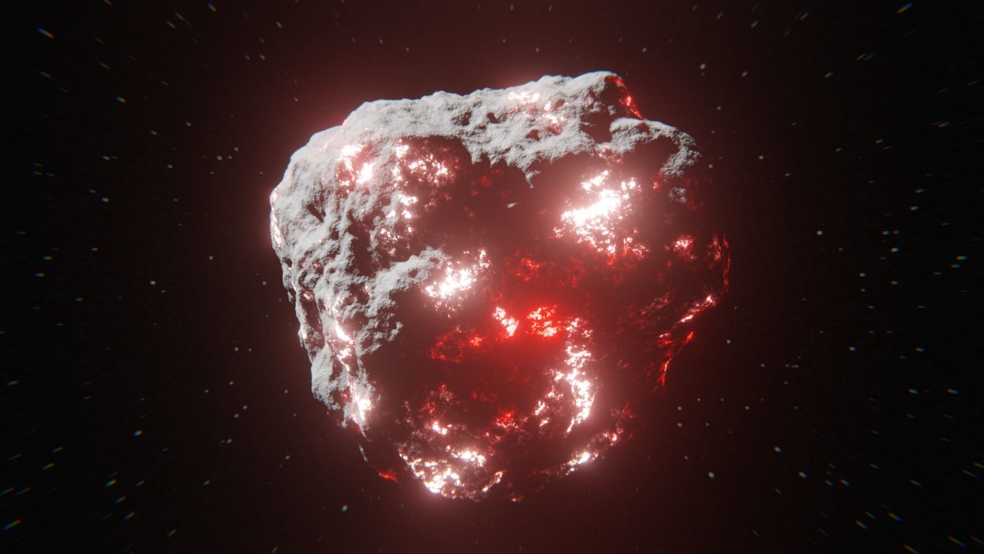 Procedural Sci Fi Glowing Asteroid - Space Rock 3D Model 3D model_4