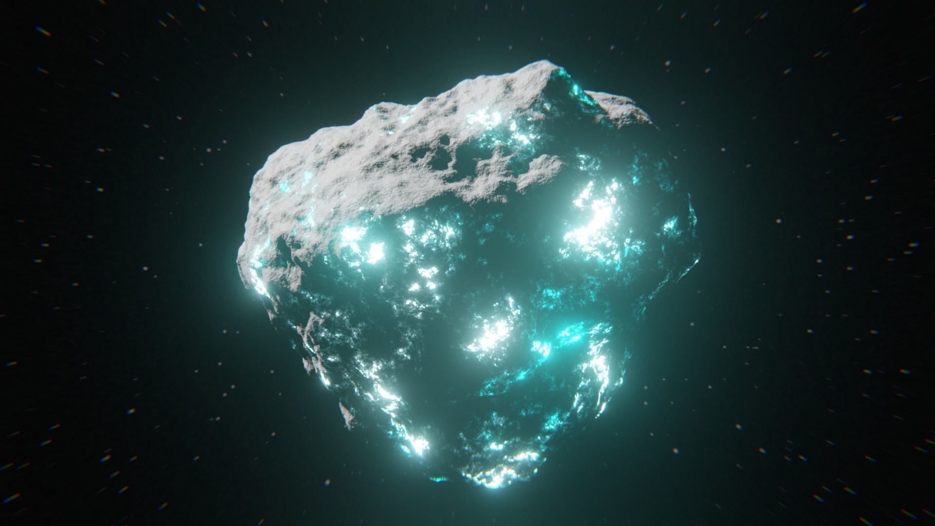 Procedural Sci Fi Glowing Asteroid - Space Rock 3D Model 3D model_5