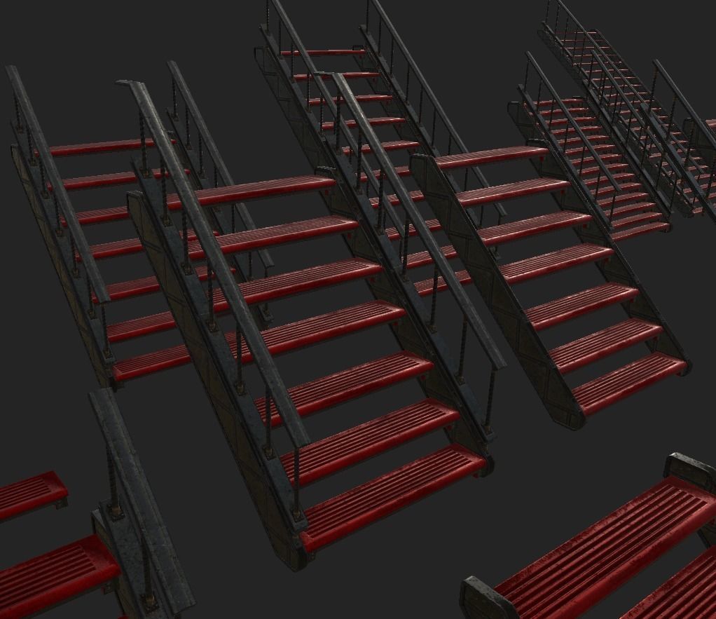 Stairs Pack Low-poly 3D model_2
