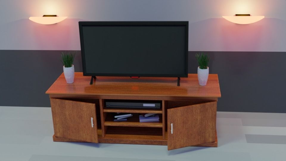 TV table Low-poly 3D model_30