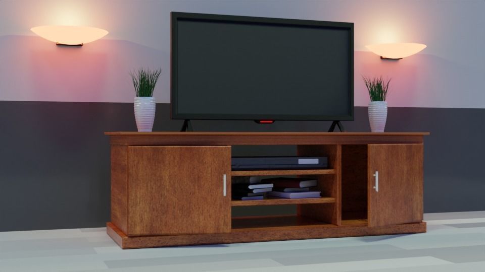 TV table Low-poly 3D model_20