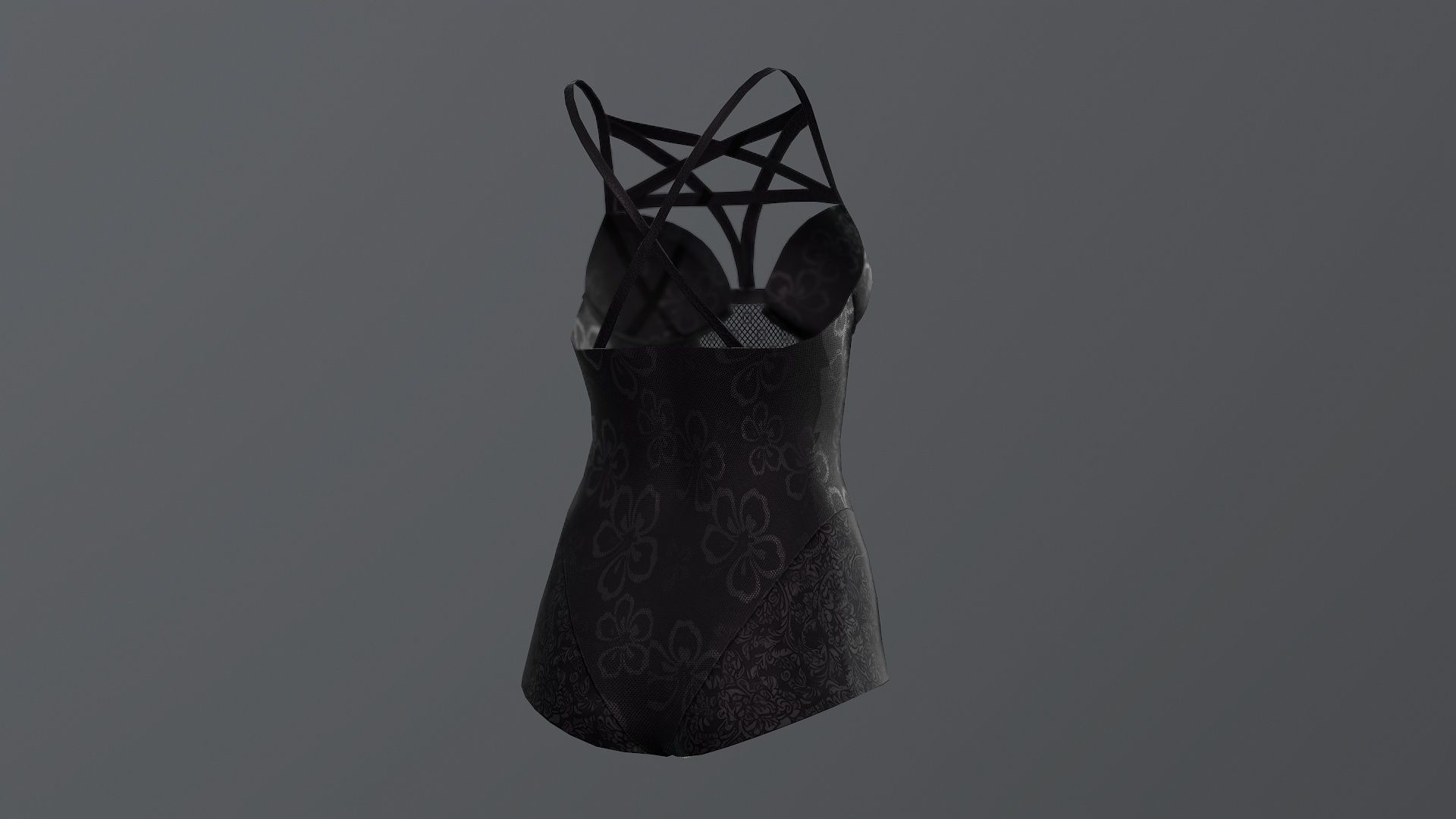 Lowpoly Swimsuit gothic outfit compatible for Daz Genesis 8  Low-poly 3D model_7