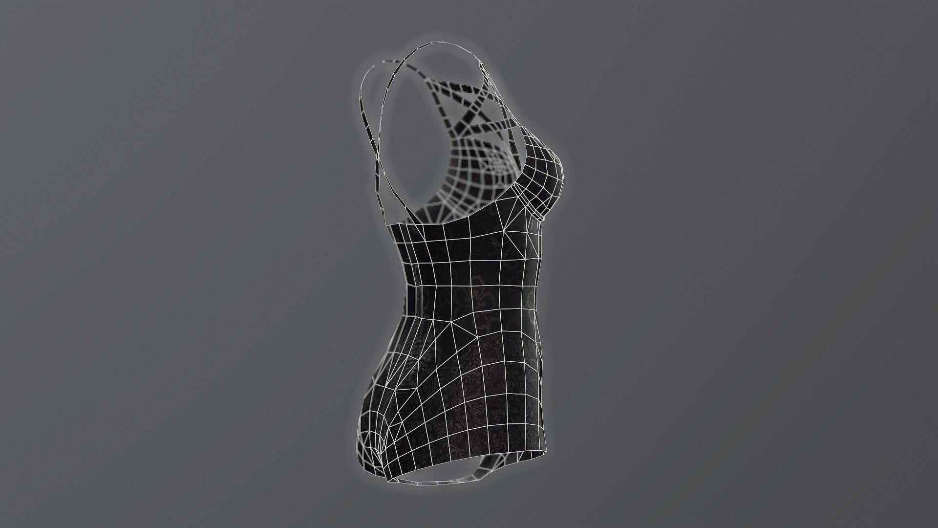 Lowpoly Swimsuit gothic outfit compatible for Daz Genesis 8  Low-poly 3D model_11