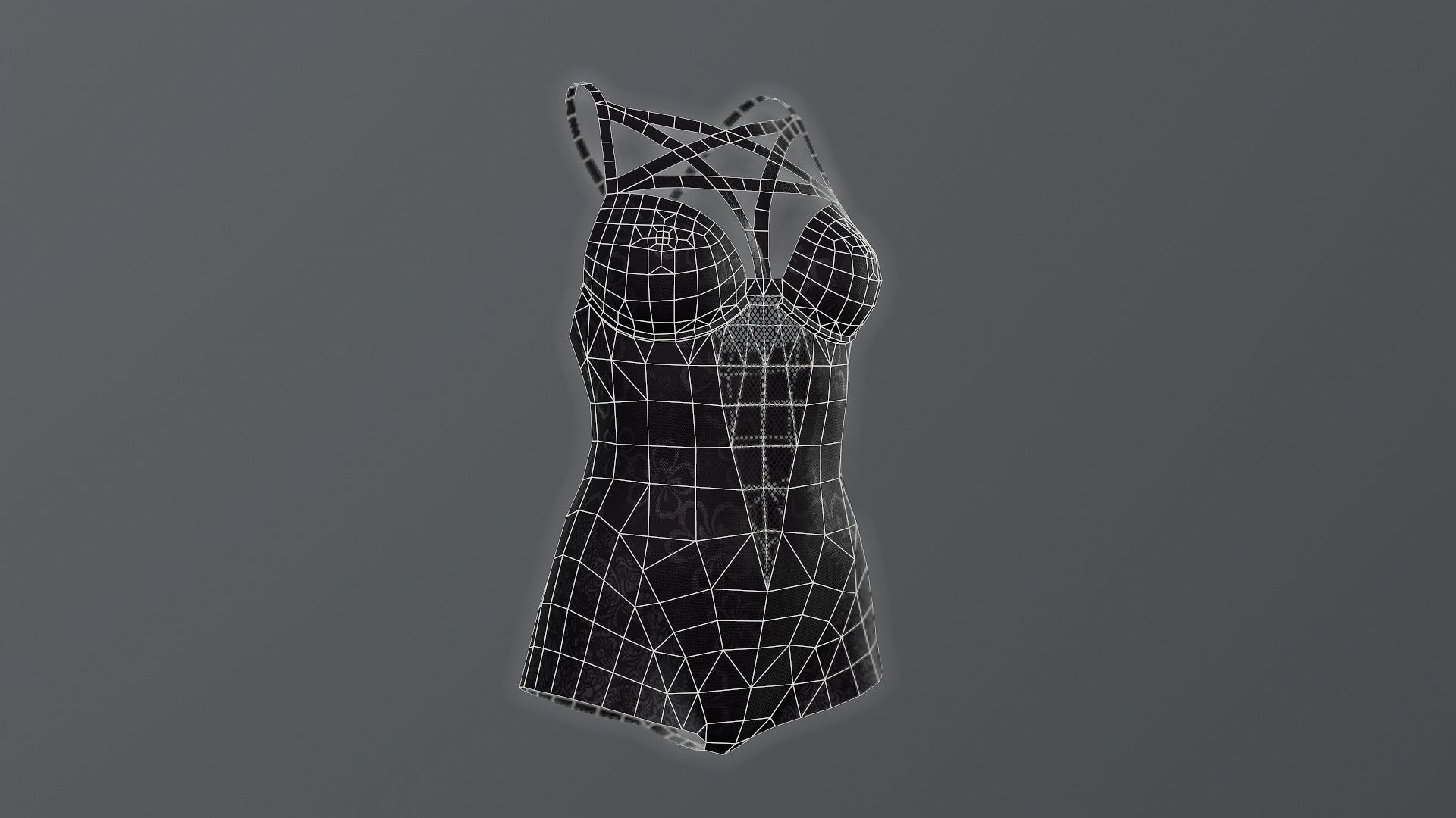 Lowpoly Swimsuit gothic outfit compatible for Daz Genesis 8  Low-poly 3D model_10