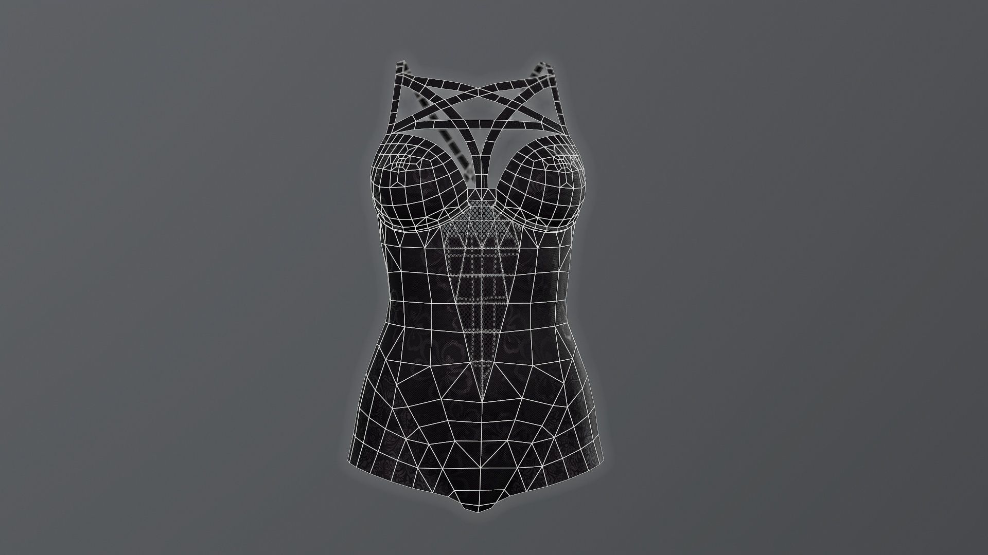 Lowpoly Swimsuit gothic outfit compatible for Daz Genesis 8  Low-poly 3D model_13