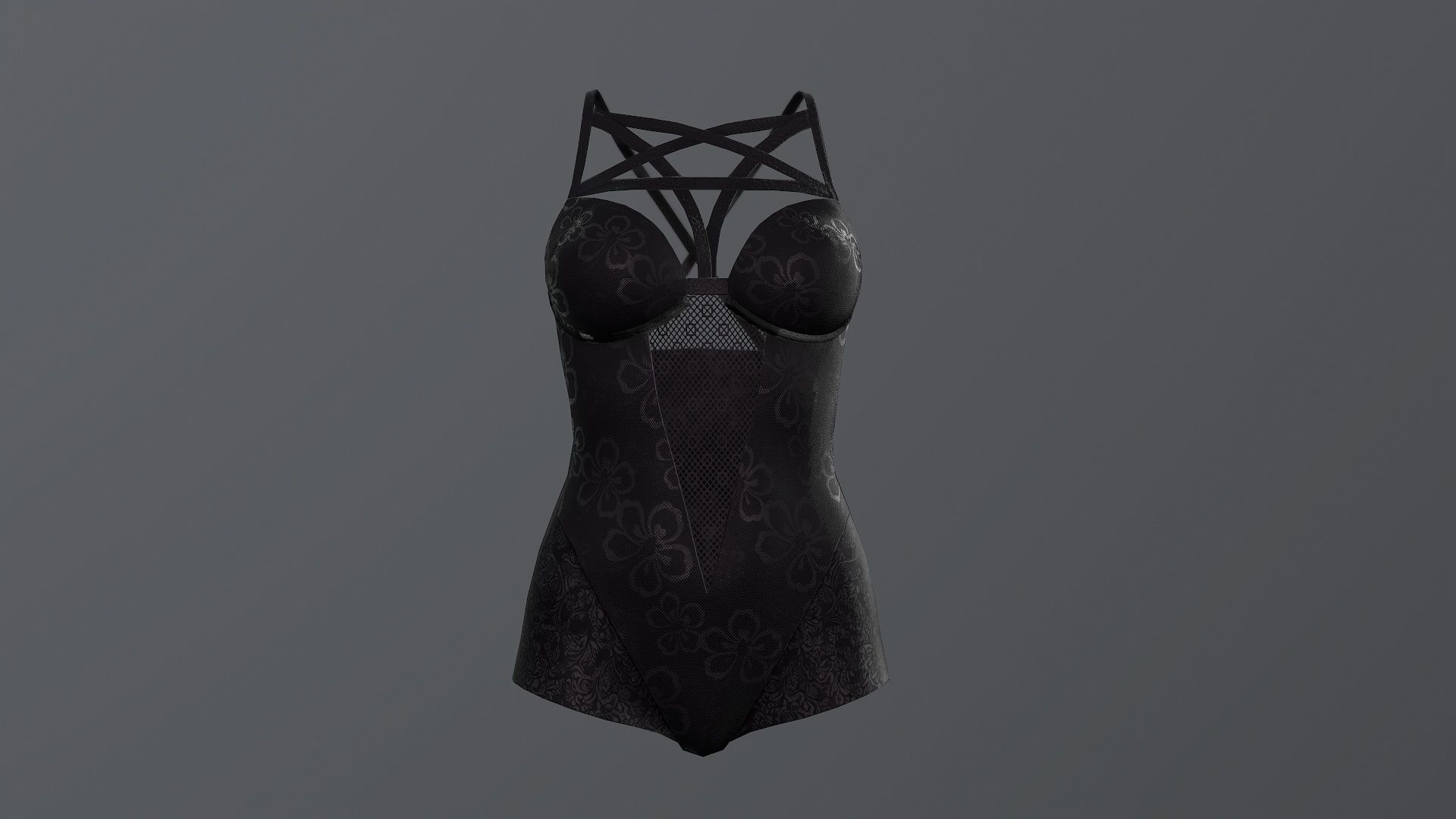 Lowpoly Swimsuit gothic outfit compatible for Daz Genesis 8  Low-poly 3D model_9