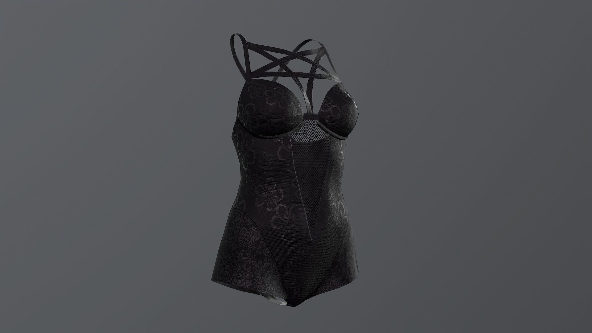 Lowpoly Swimsuit gothic outfit compatible for Daz Genesis 8  Low-poly 3D model_5