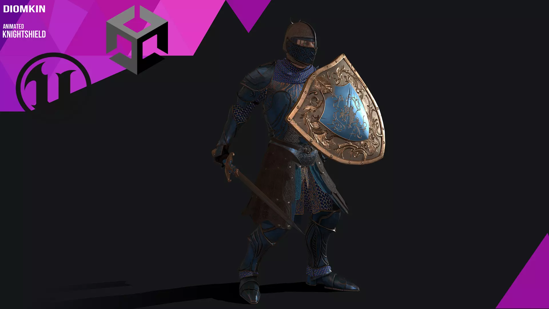 KnightShield Low-poly 3D model_0