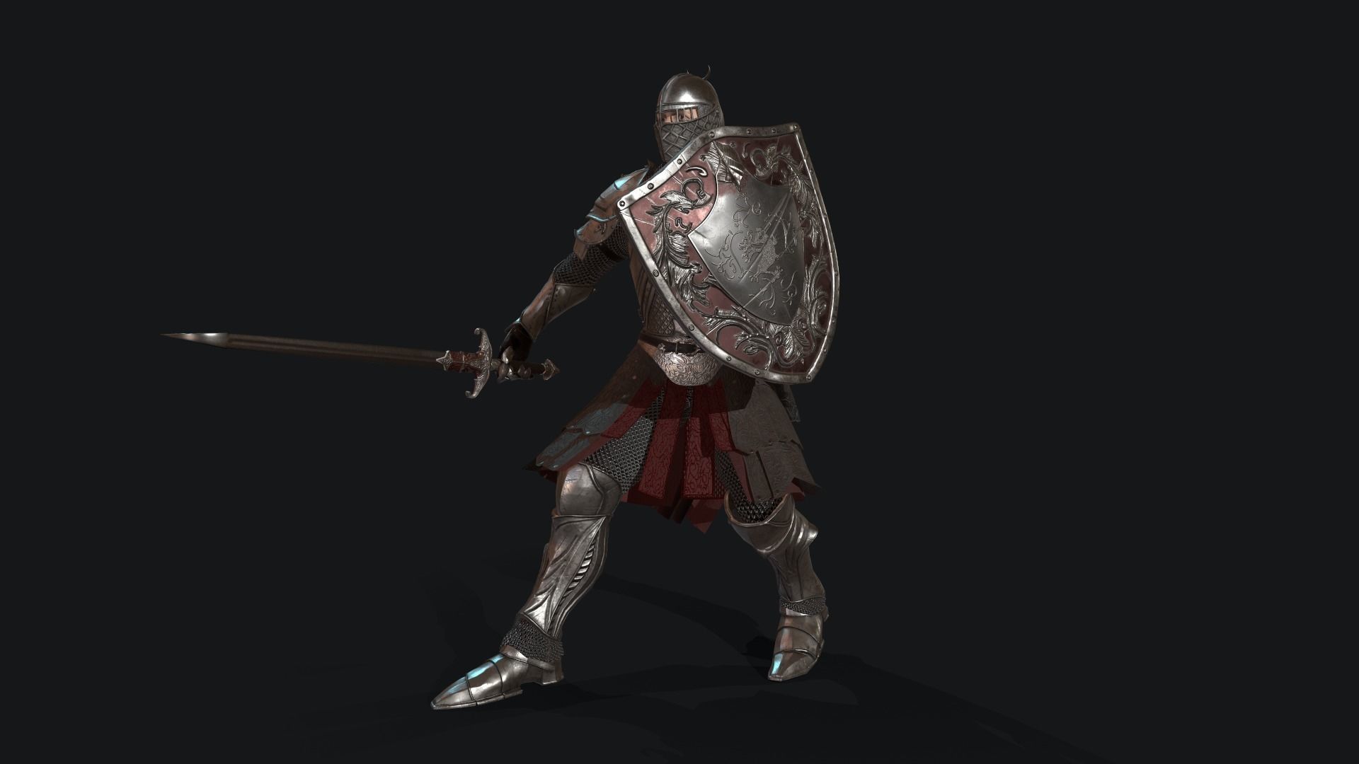 KnightShield Low-poly 3D model_3