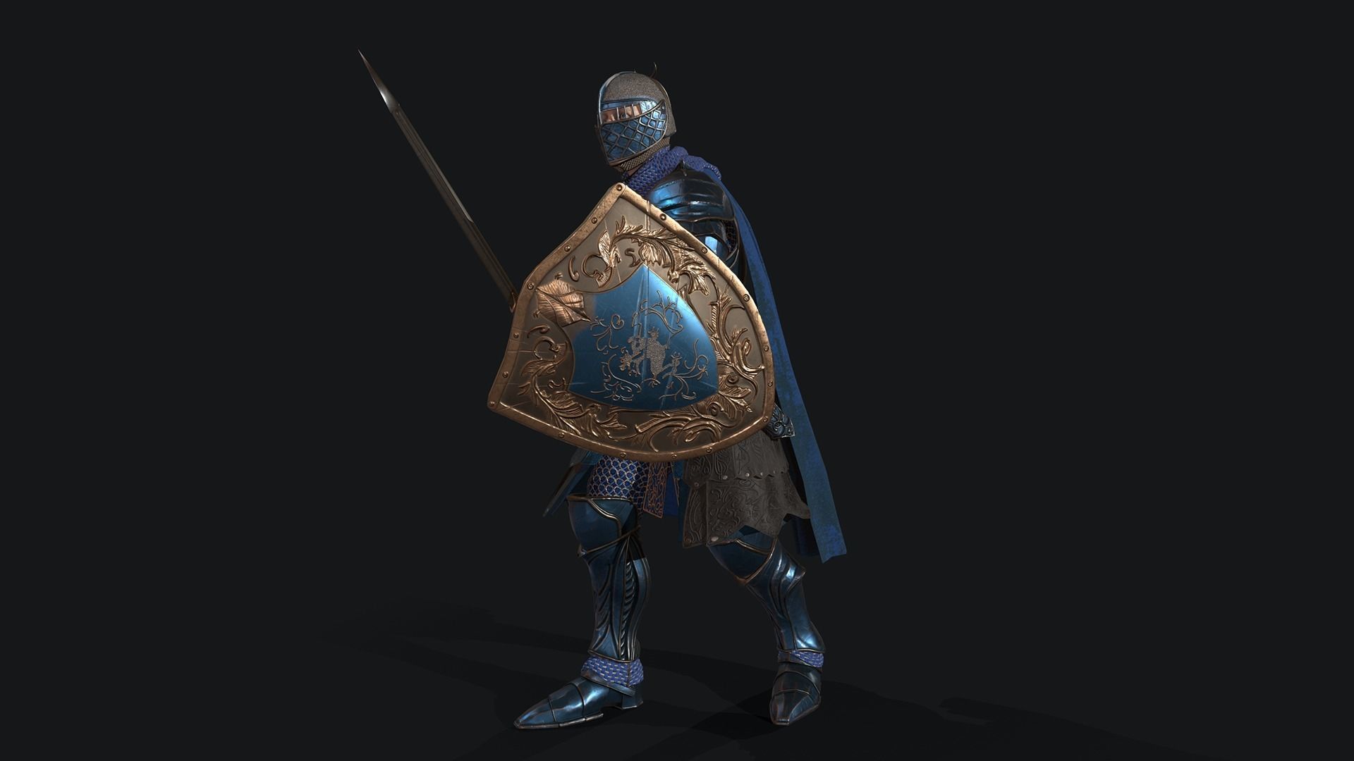 KnightShield Low-poly 3D model_6