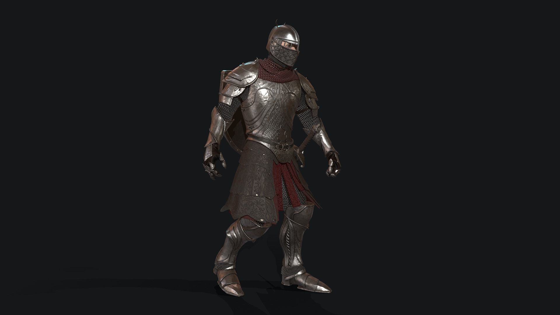 KnightShield Low-poly 3D model_11
