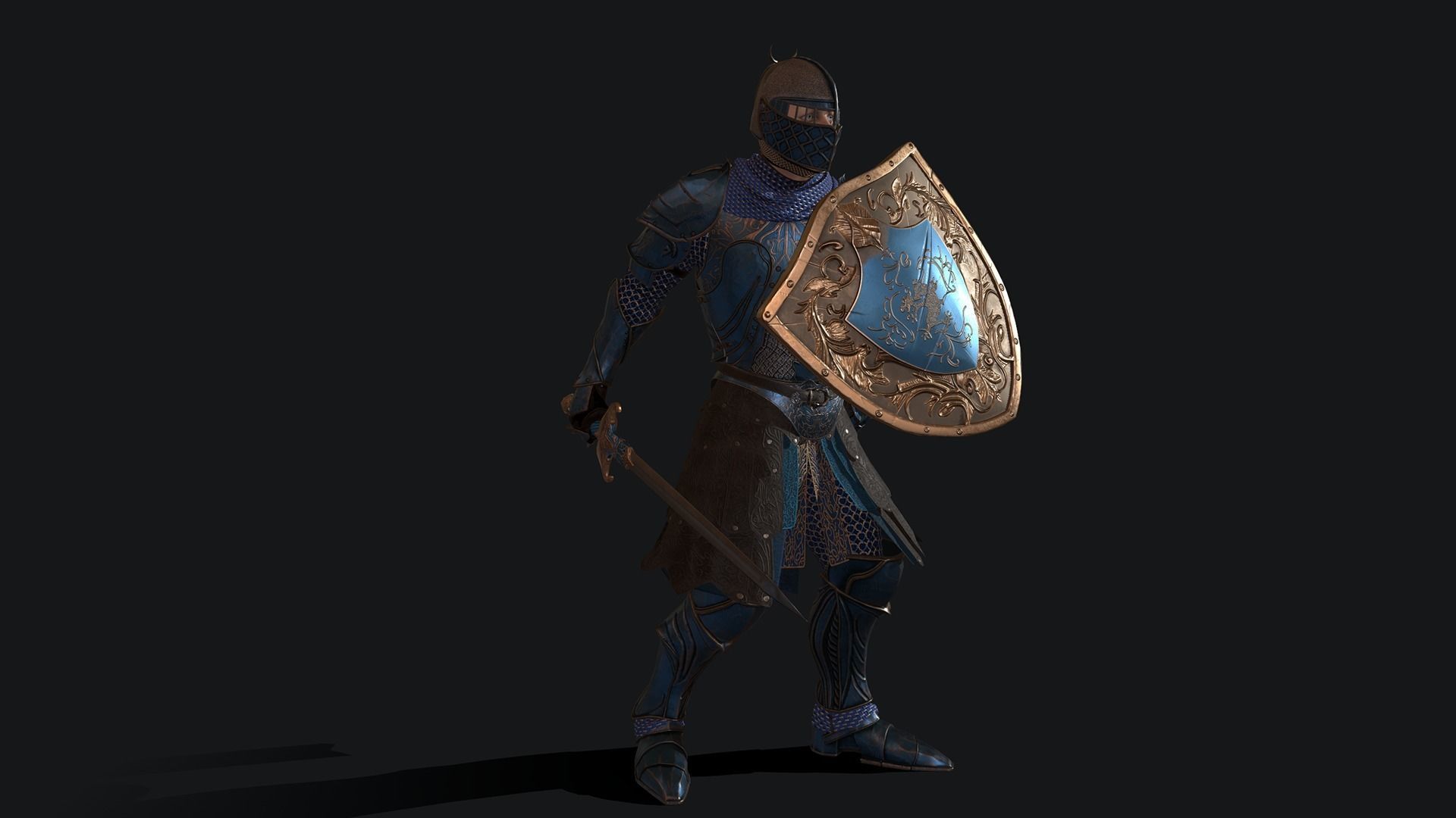 KnightShield Low-poly 3D model_2