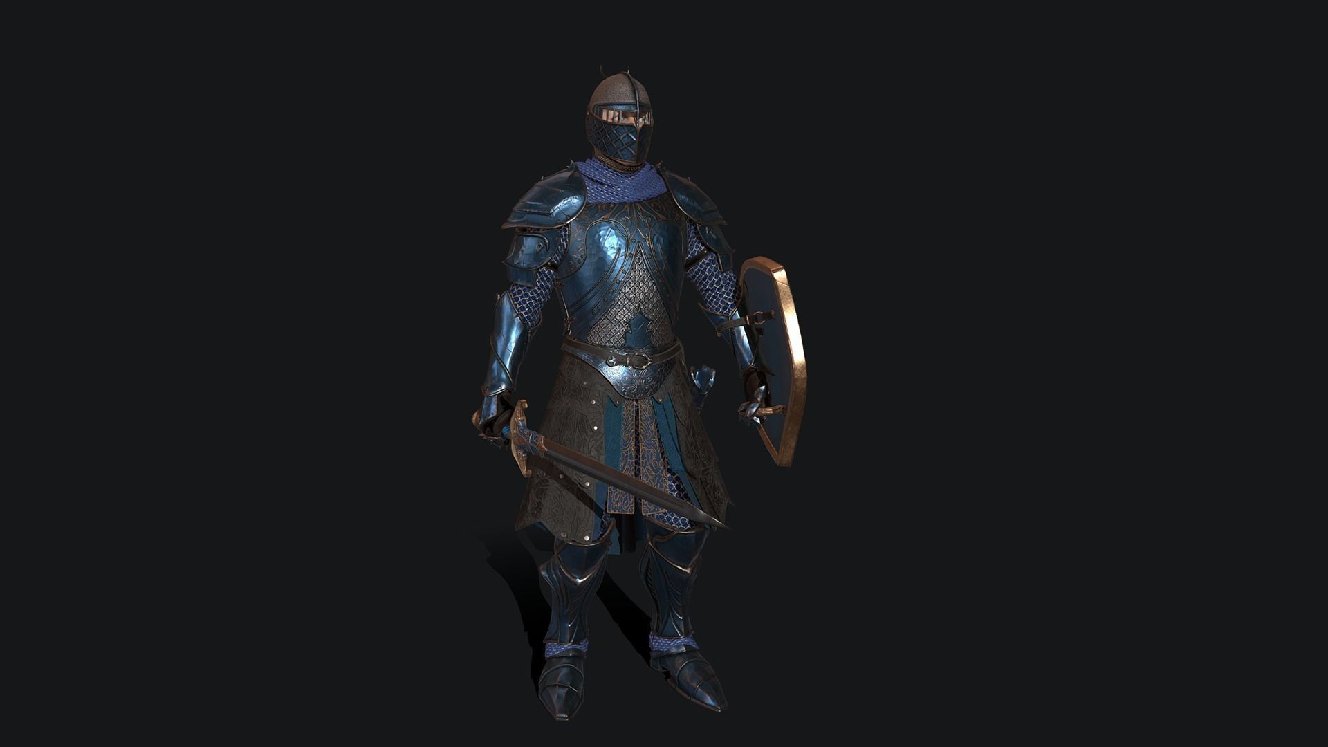 KnightShield Low-poly 3D model_8