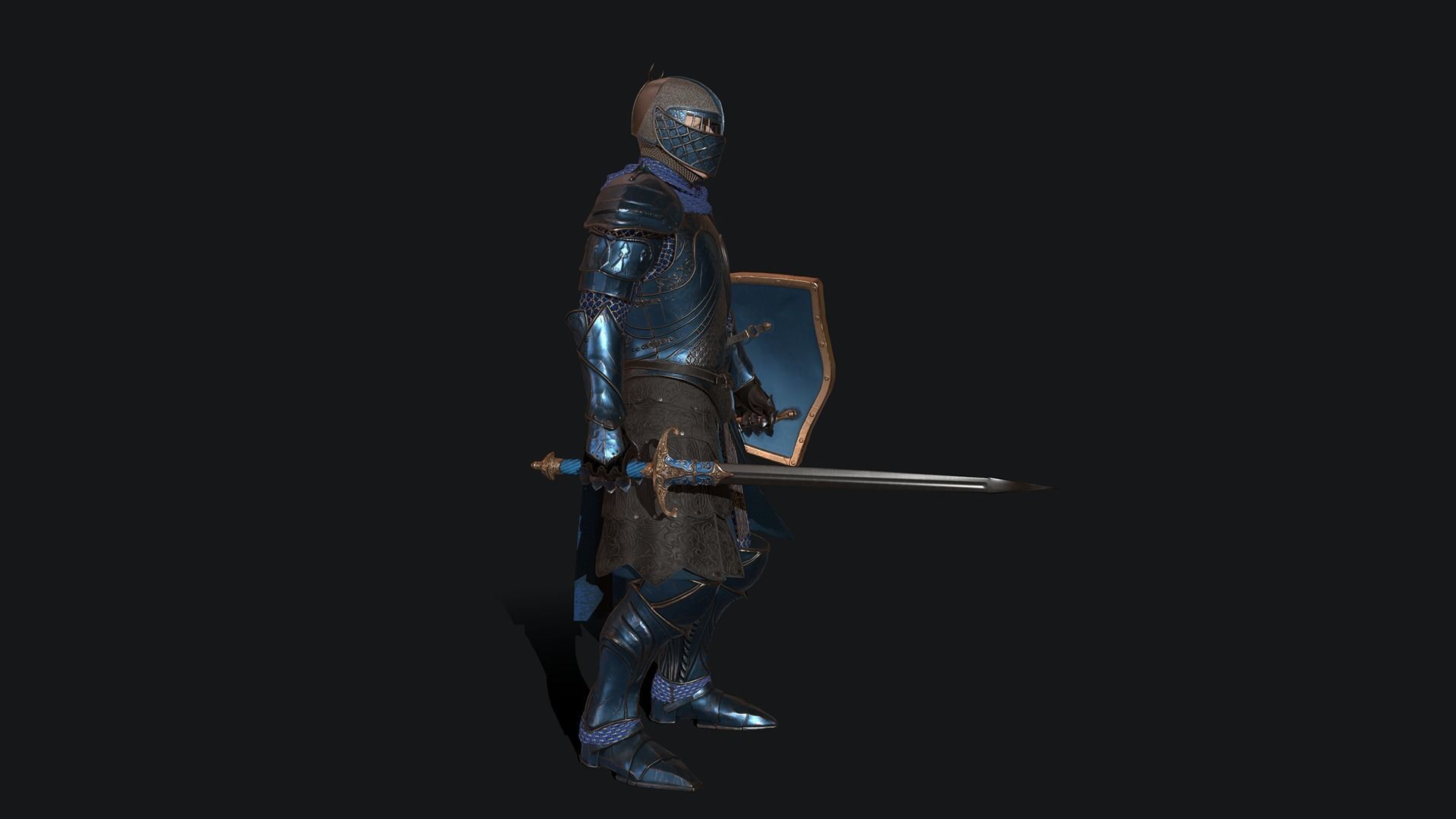 KnightShield Low-poly 3D model_9
