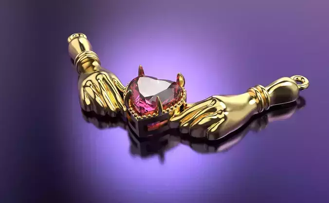 Pendant Necklace stone heart in hands