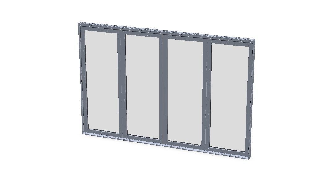Aluminium Bifold Door 4 Panels 3D model_5