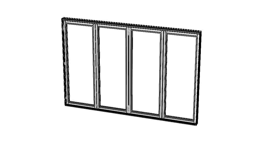 Aluminium Bifold Door 4 Panels 3D model_3