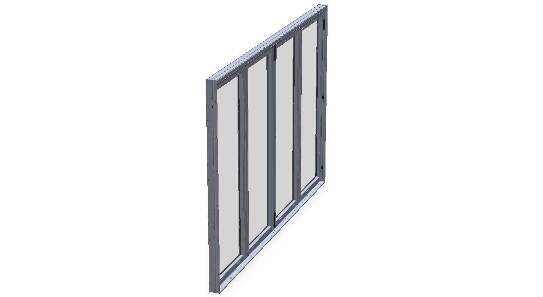 Aluminium Bifold Door 4 Panels 3D model_25