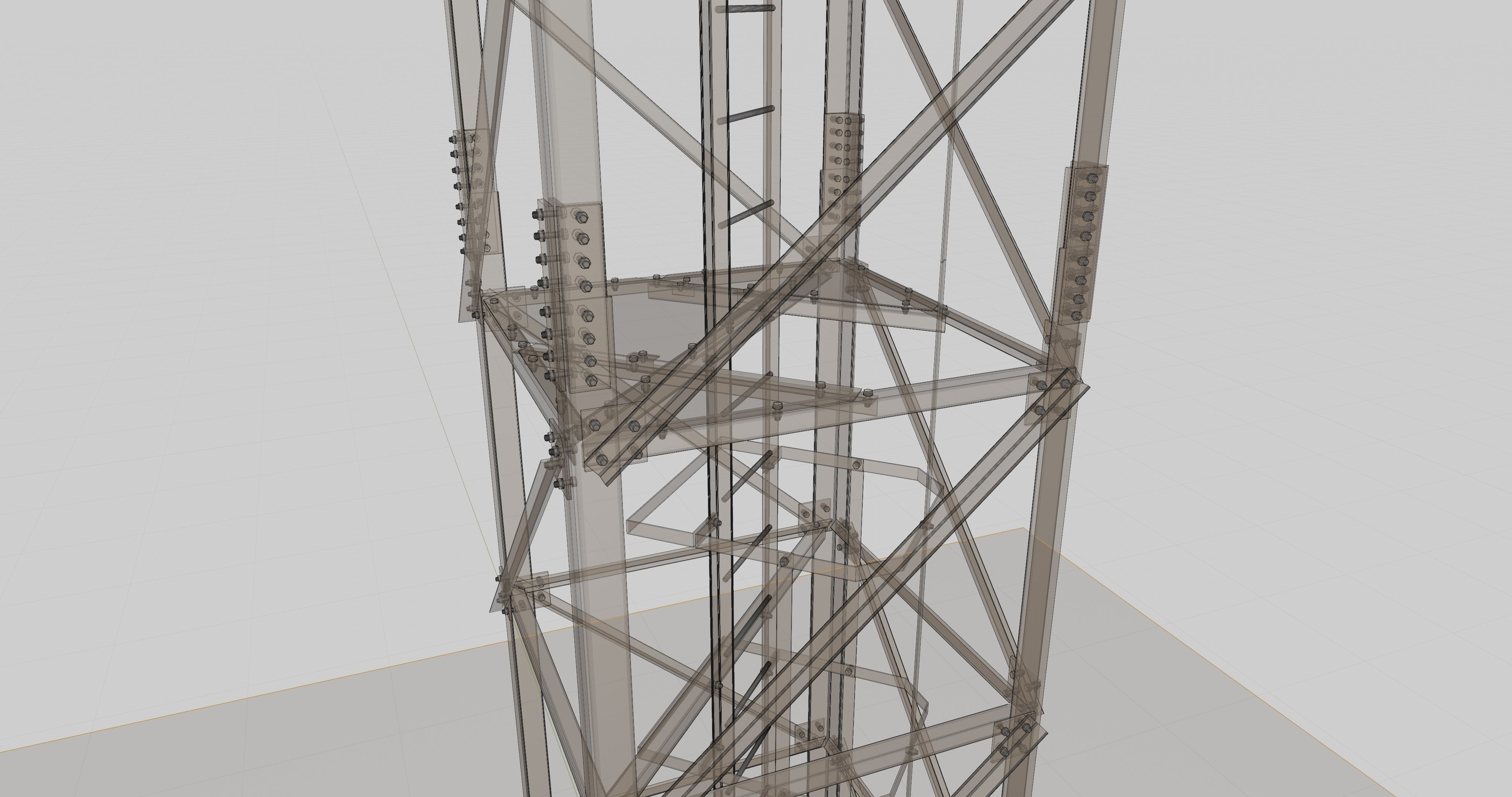 16 Meter Steel Lattice Tower 3D model_17